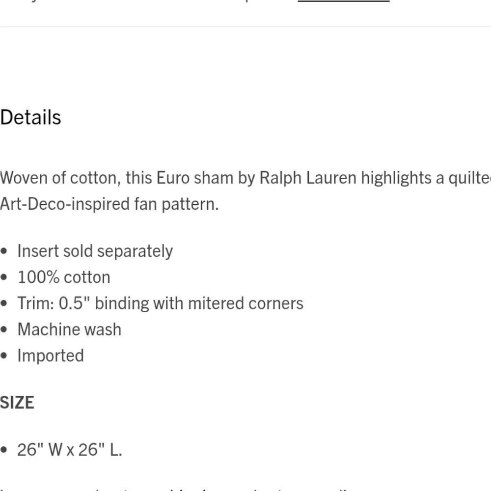 NWT Ralph Lauren Euro Sham Elysia Chic Cream Art Deco Pattern Cotton